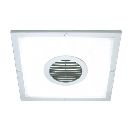 Silver Heller 250mm Square Ceiling Light Exhaust Fan Air Flow Bathroom