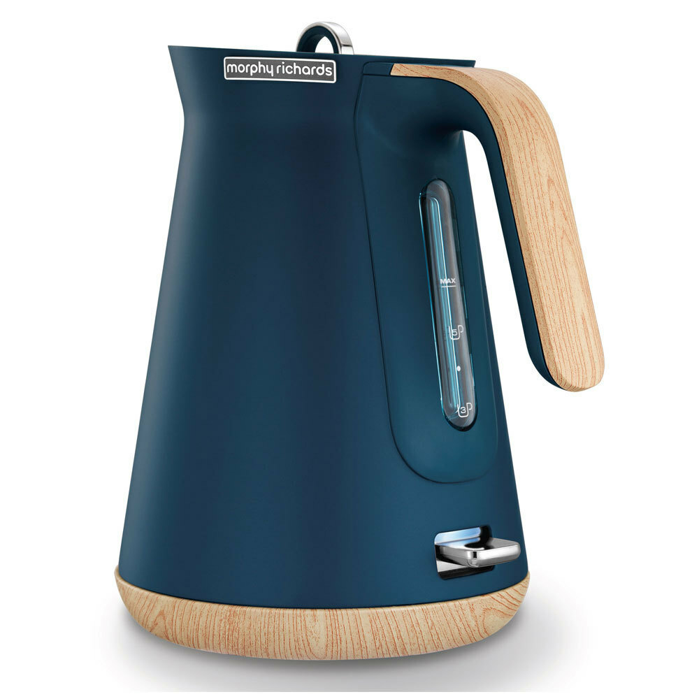 Morphy Richards Scandi Deep Blue 4 Slice Toaster/Cordless Kettle Wood