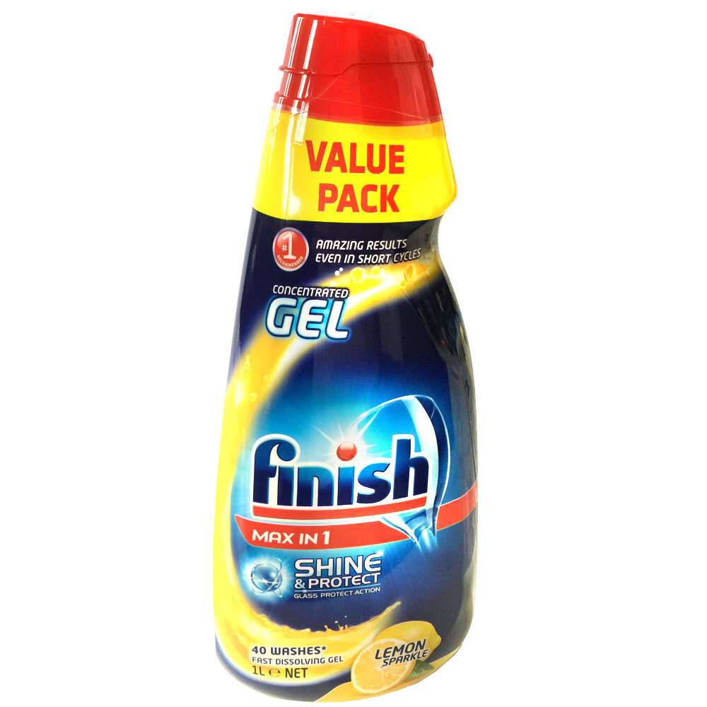 Finish 1L Concentrated Gel Lemon Dishwasher Liquid Detergent (No Tabs