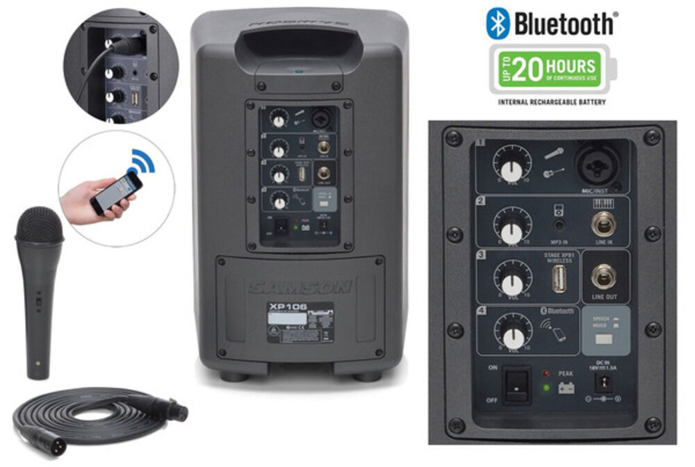 Samson Expedition XP106 PA Bluetooth Wireless Speaker System