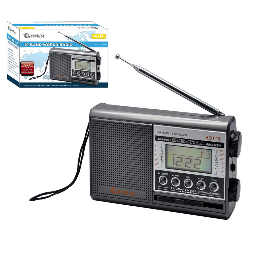 10 Band World Radio Digital Tuner Sansai Alarm Clock Antenna Receiver