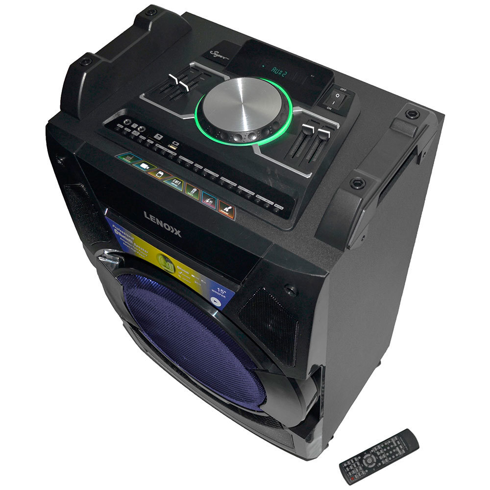 Lenoxx 300W Bluetooth Karaoke Speaker System Remote Wheels Lights USB