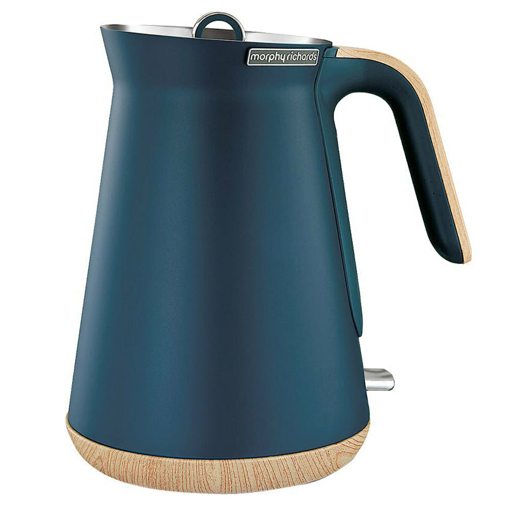 Morphy Richards Scandi Deep Blue 4 Slice Toaster/Cordless Kettle Wood