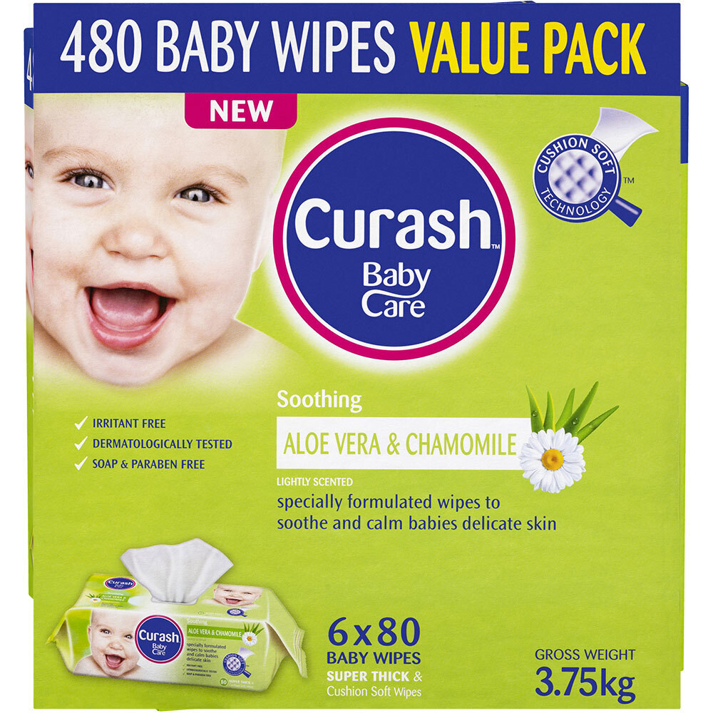 1440PK Curash Babycare Aloe Vera & Chamomile Baby Wet Wipes for Nappy