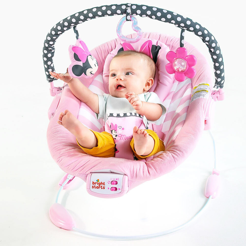 Bright Starts Disney Minnie Mouse Bouncer/Rocker w/Music/Toy Baby