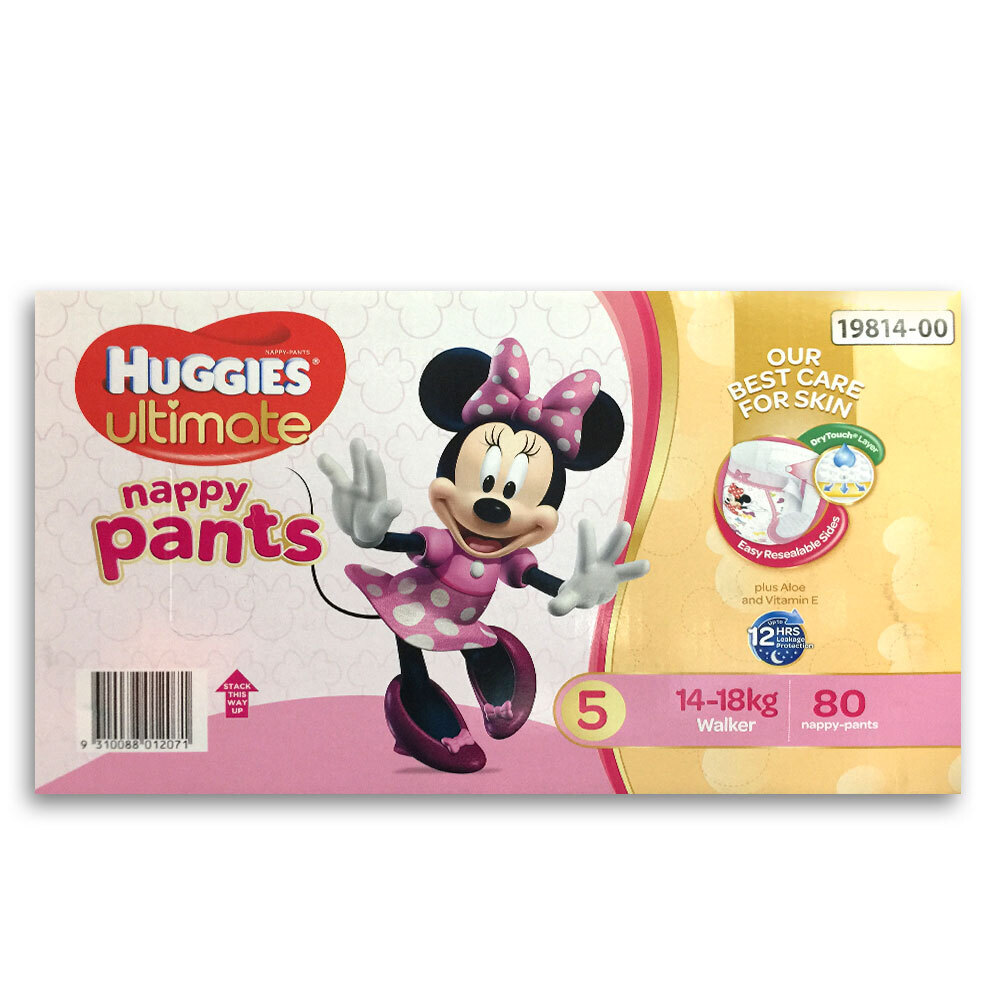 Huggies 80PK Ultimate Size 5 Girls 1418kg Toddler/Walker 12h Nappy Pants/Diaper eBay