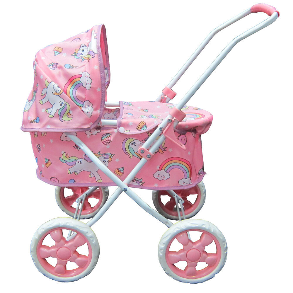57cm Children/Kids Doll Stroller/Pram Role Play Toy Unicorn Prints Pink