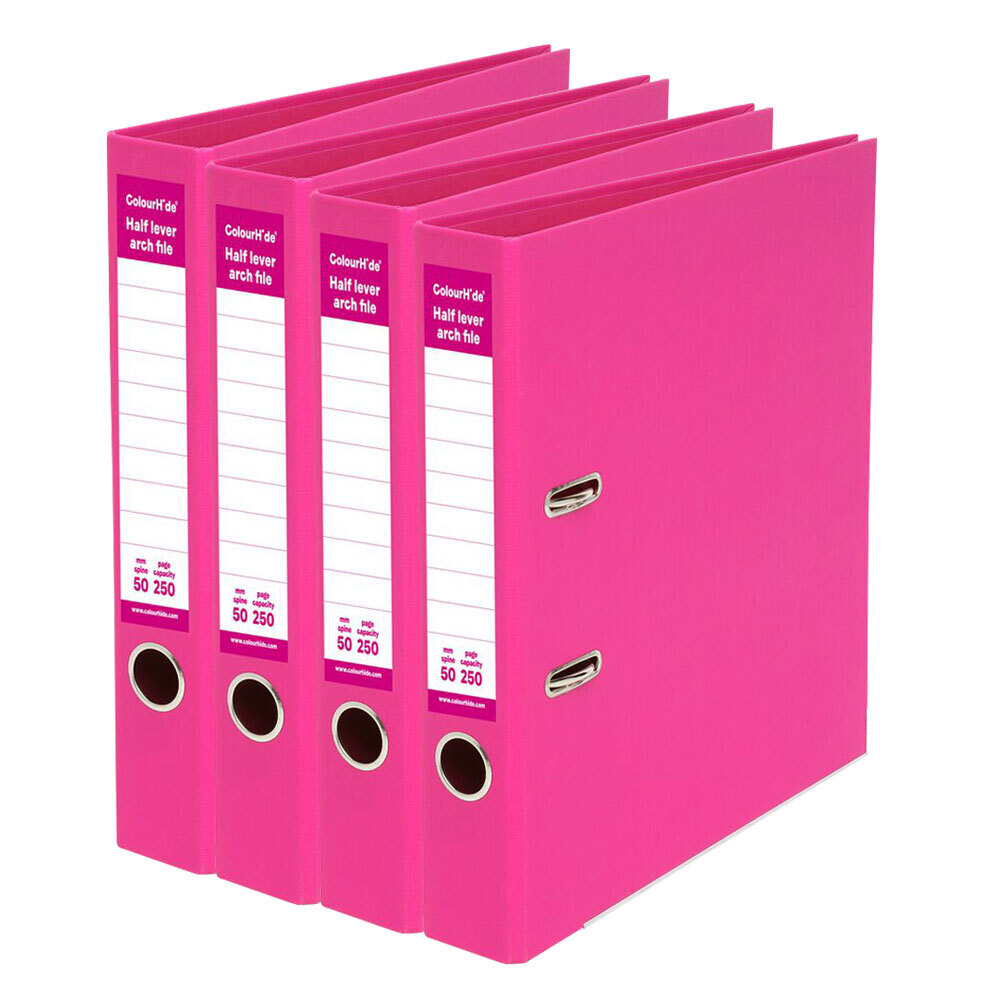 4x ColourHide A4 250 Sheets 50mm Half Lever Arch File Folder/Binder