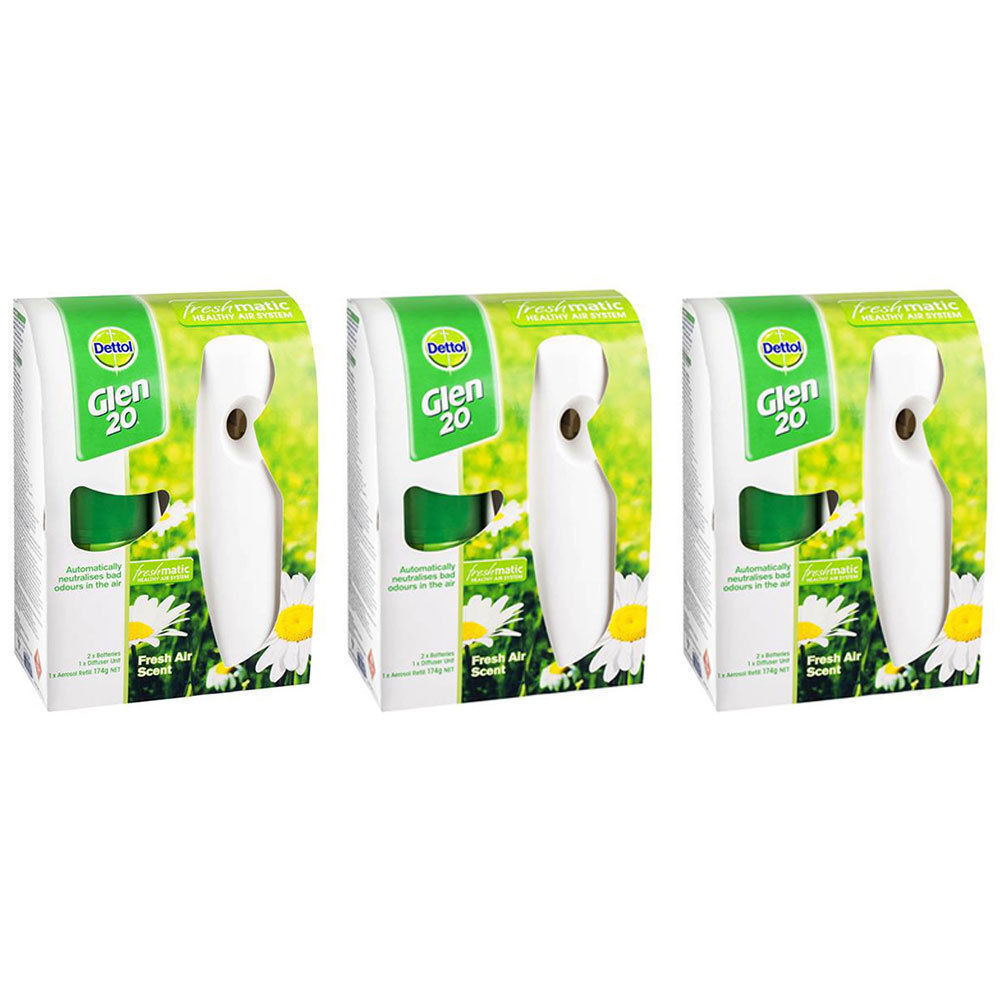 3PK Dettol Glen 20 Freshmatic Air Freshener Refill Automatic Spray