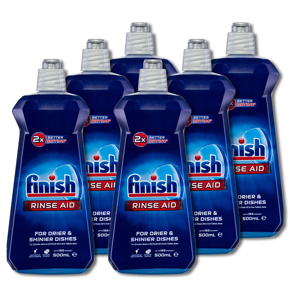 6x Finish Dishwashing Rinse Aid Shine & Protect Clean Fast Drying Shiny