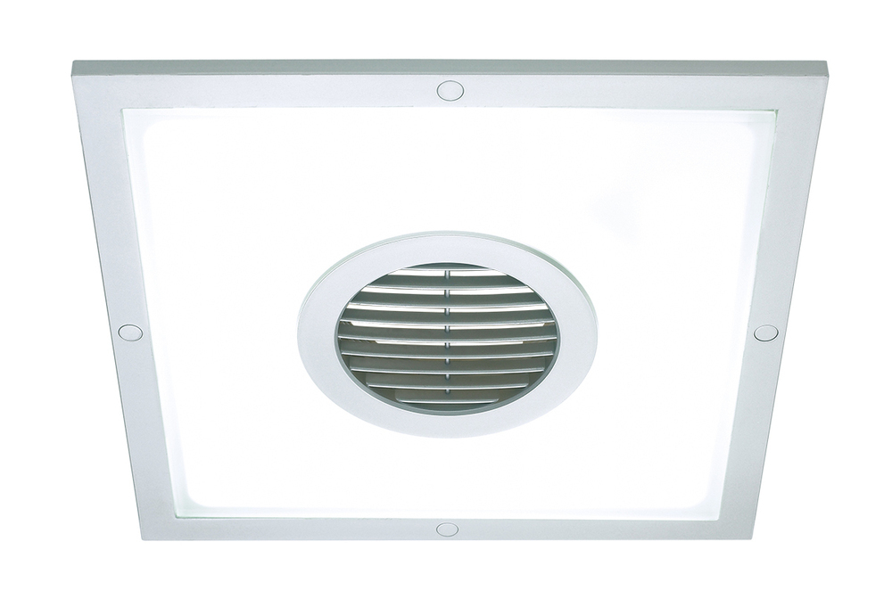 Silver Heller 250mm Square Ceiling Light Exhaust Fan Air Flow Bathroom