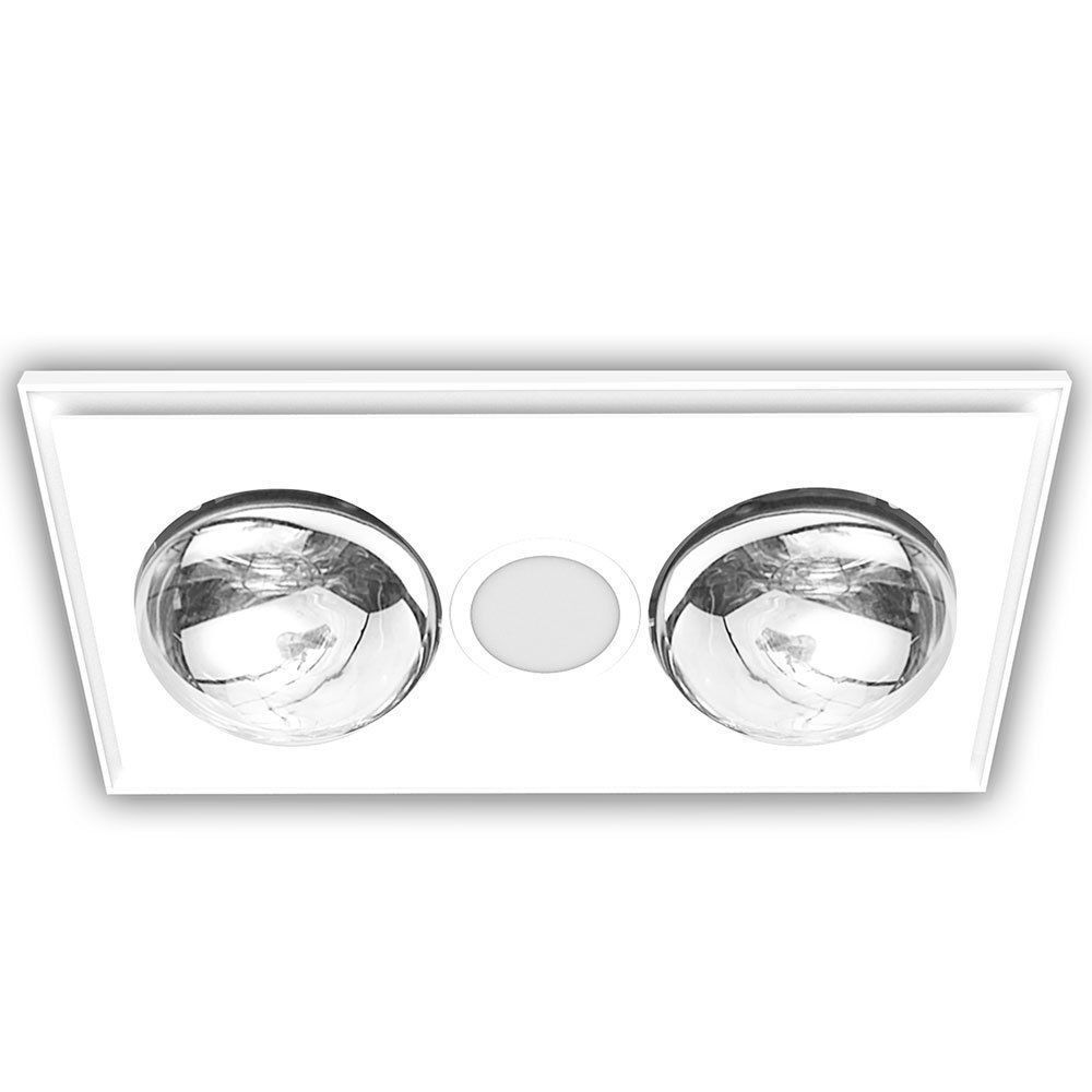 Heller HEF2W 3in1 Bathroom Ceiling Exhaust Fan 2 Heat Globes LED Light