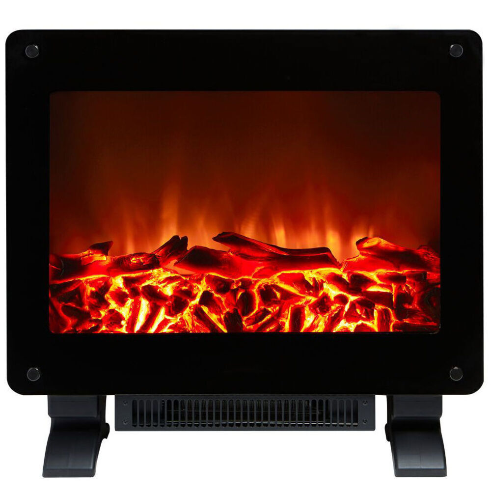 1500W Electric Fireplace Convection Fan Heater Real Coal Wooden Log