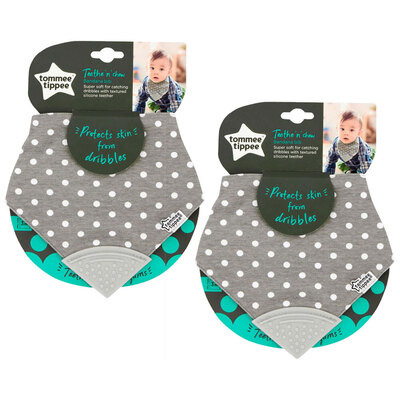 2PK Tommee Tippee Teethe N Chew Bandana Bib 3m+