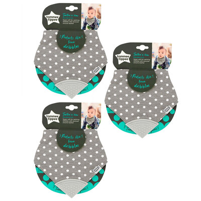 3PK Tommee Tippee Teethe N Chew Bandana Bib 3m+