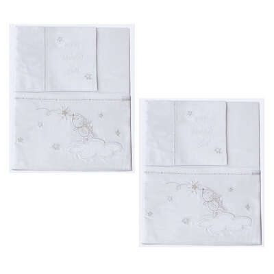 6pc Bubba Blue Wish Upon A Star Cotton Cot Sheet Set - White