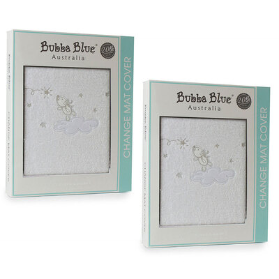 2PK Bubba Blue Wish Upon A Star 48x82cm Change Mat/Pad Cover - White