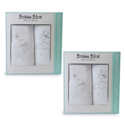 4pc Bubba Blue Wish Upon A Star Jersey Wrap - White