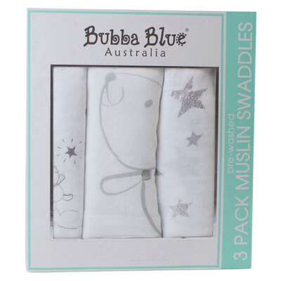 3pc Bubba Blue Wish Upon A Star Muslin Wrap - White