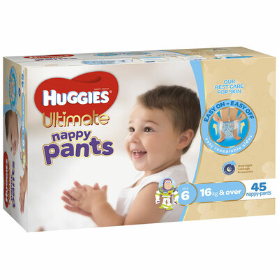 45PK Huggies Ultimate Nappy/Diapers Pants Boys Junior Size 6 16kg+