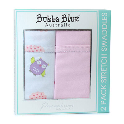 Bubba Blue Girl Baby Owl & Jersey Wrap Pink Stretch Swaddles - 2 Pack