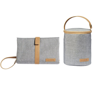Baby Nappy Changing Clutch Pad/Cooler Thermo Bag for Bottles  - Grey Heather